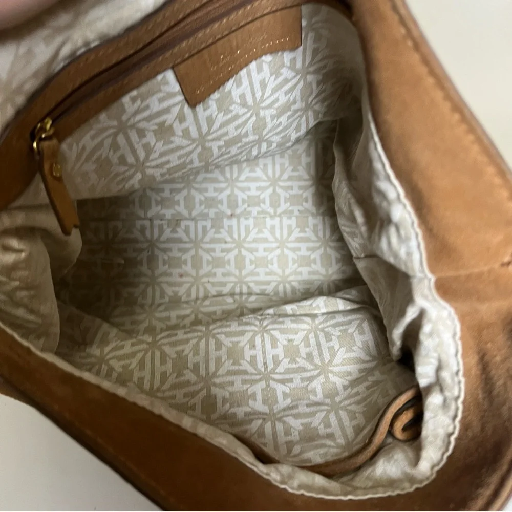 India Hicks Tan Suede Edwina Hobo Bag Purse with Gold-Tone Hardware